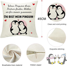 Pinguin Kissenbezug 45x45 cm Deko Geschenk Liebe Weihnachten