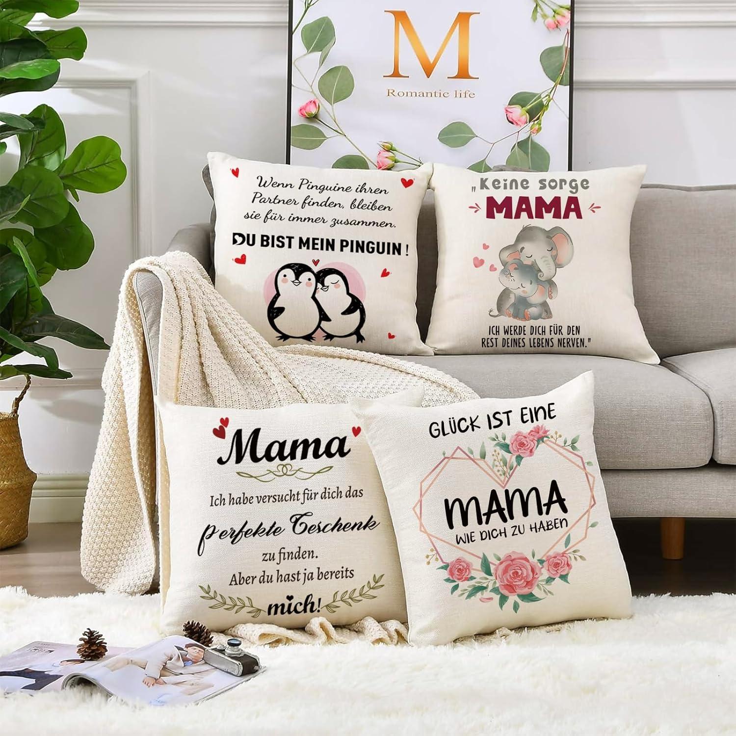 Pinguin Kissenbezug 45x45 cm Partner Geschenk Taschen Liebe Weihnachten