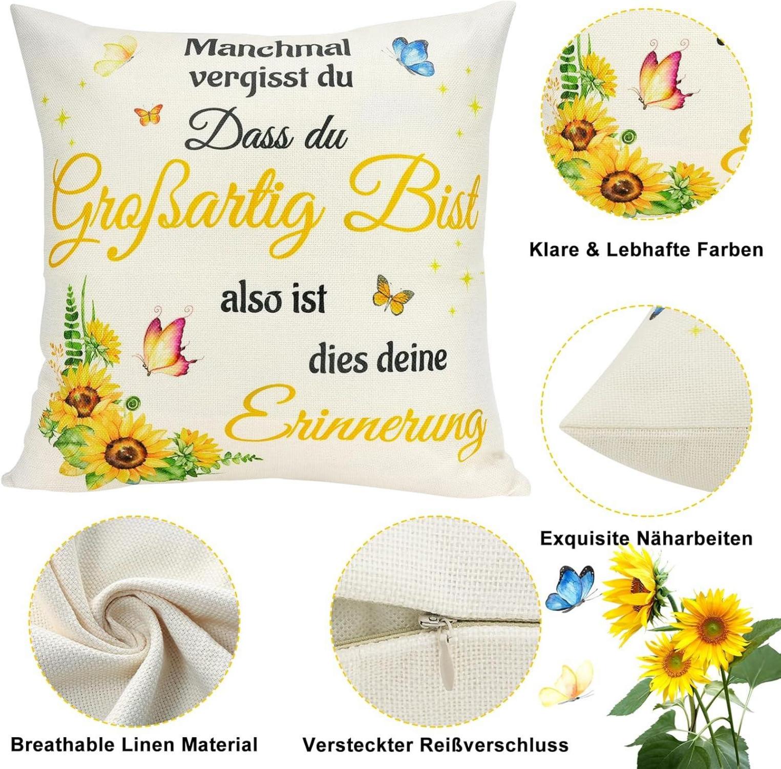 Sunia Sonnenblume Kissenbezug mit Taschen 45x45cm