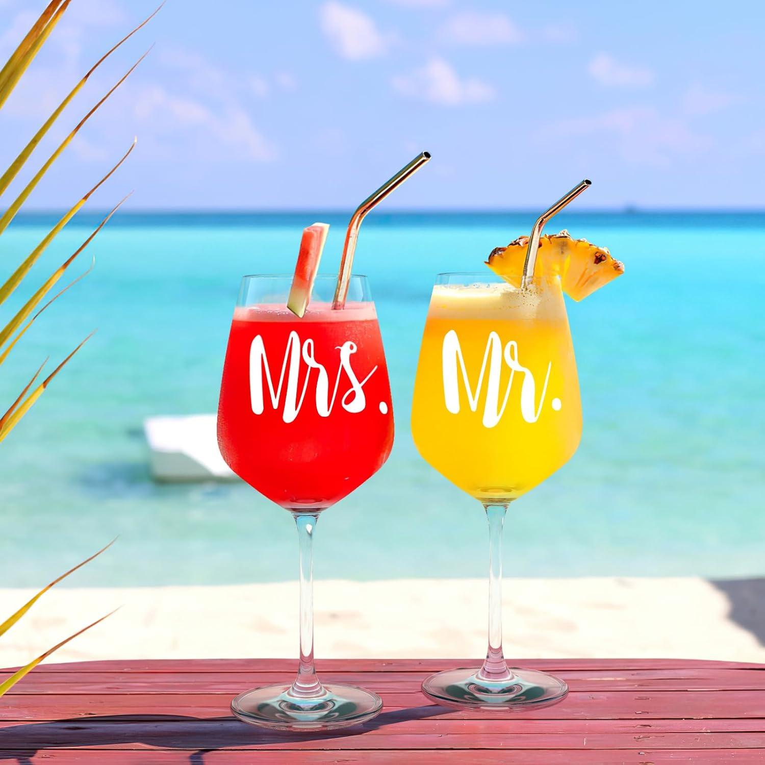 Hochzeitsgeschenke Mr und Mrs Weinglas Set Gravur Partner Geschenke