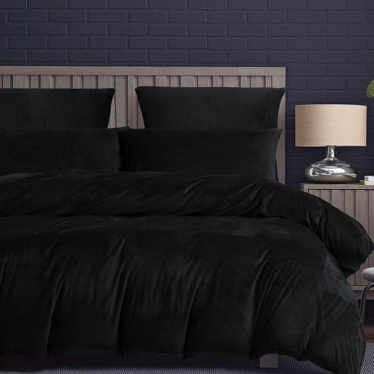 Flauschiger Kissenbezug 40x80 cm Schwarz - 2er Set