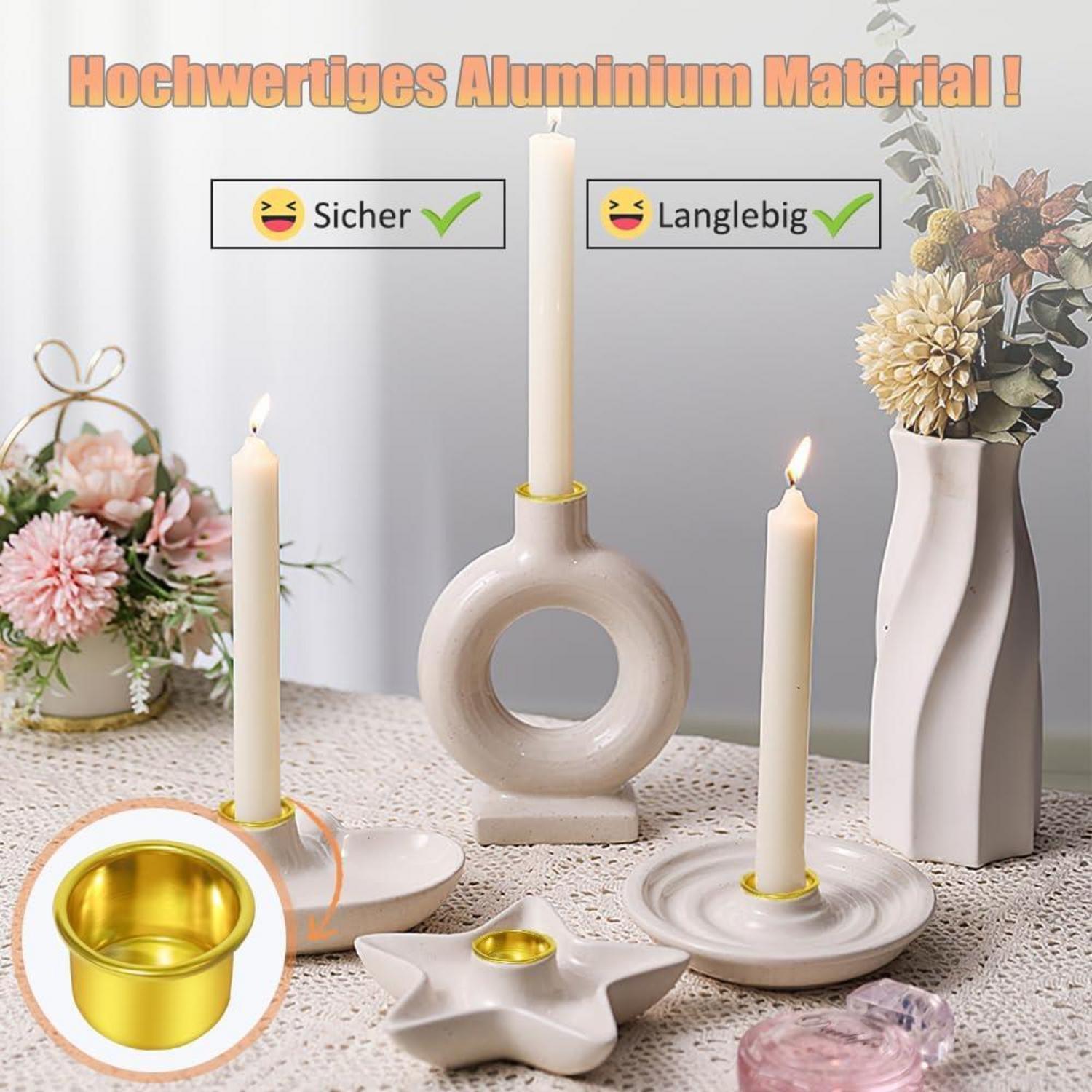 Kerzenhalter Set für Stabkerzen, Schwarz Mini DIY Deko 30 Stk