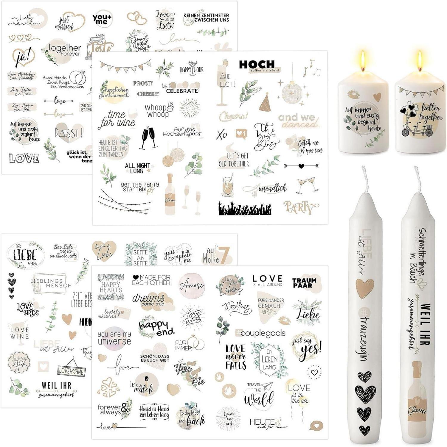 Kerzentattoos Hochzeit Deko Sticker Wasserschiebefolie Kerzen Sprüche