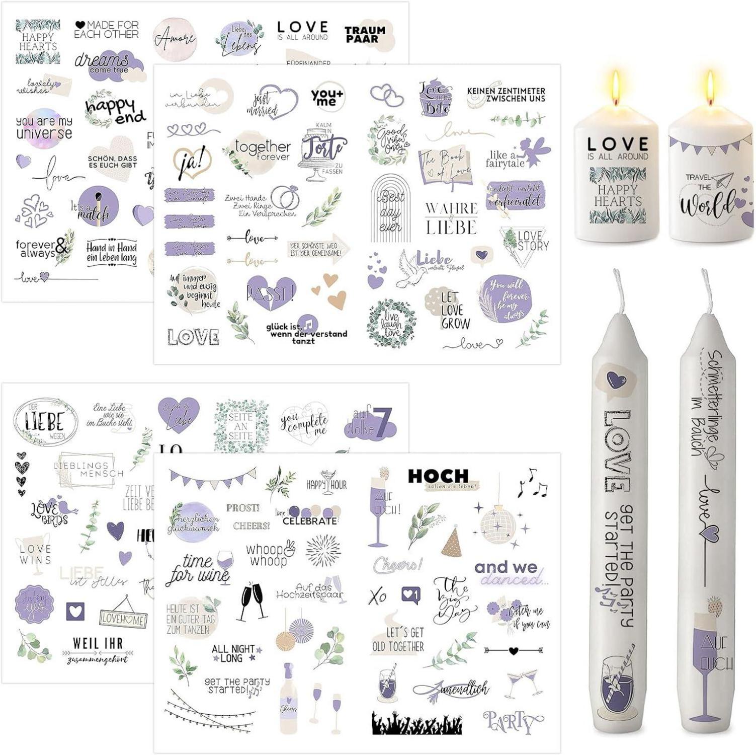 Kerzentattoos Hochzeit Sticker Wasserschiebefolie Deko 4 Stück