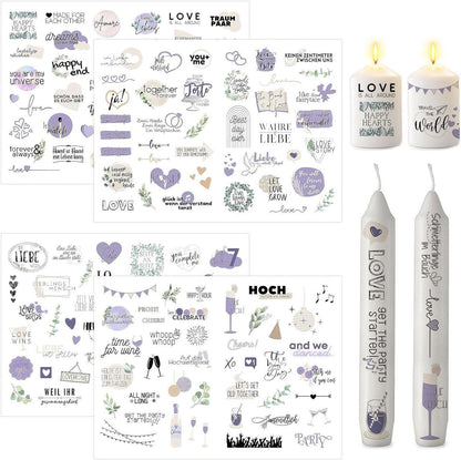Kerzentattoos Hochzeit Sticker Wasserschiebefolie Deko 4 Stück