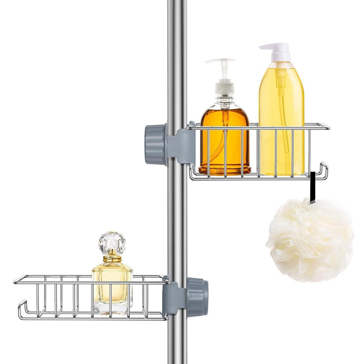 Duschablage Edelstahl 2er Set ohne Bohren – Silber