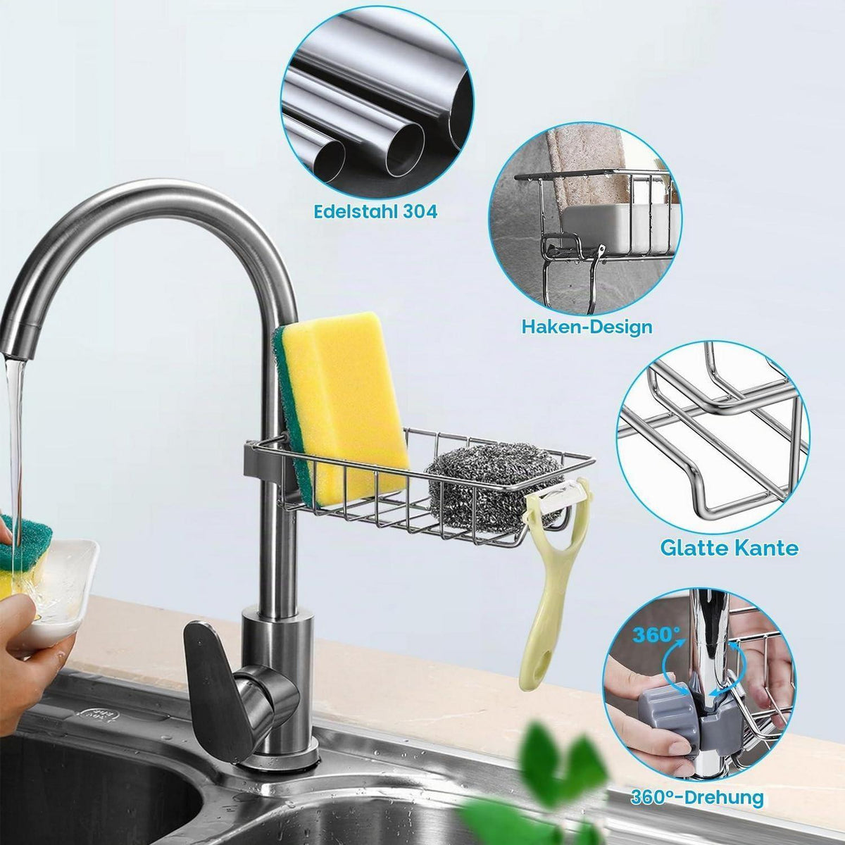 Duschablage Edelstahl 2er Set ohne Bohren – Silber