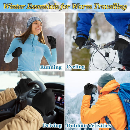 Touchscreen Winterhandschuhe Herren Damen Laufhandschuhe Schwarz L