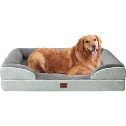 Orthopädisches Hundebett mit Memory Foam, Gräuliches Grün L