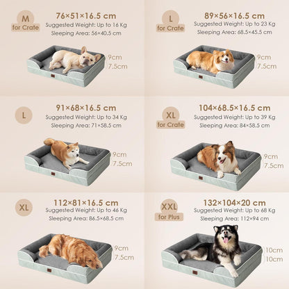 Orthopädisches Hundebett mit Memory Foam, Gräuliches Grün L