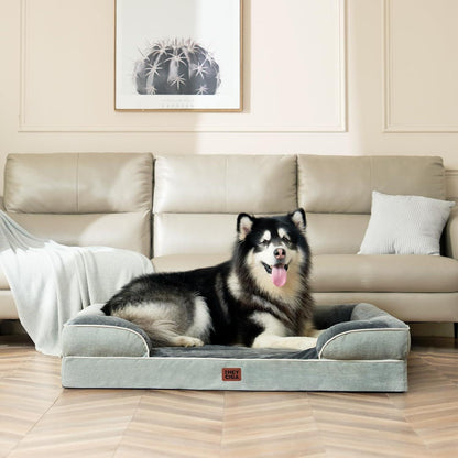 Orthopädisches Hundebett mit Memory Foam, Gräuliches Grün L