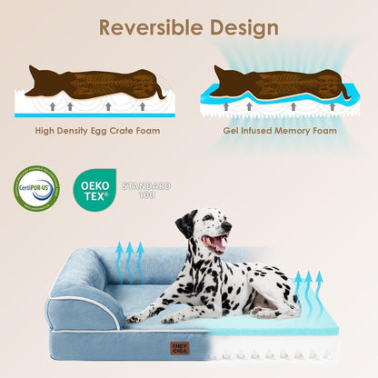 Orthopädisches Hundebett mit Memory Foam, waschbar, L Hellblau