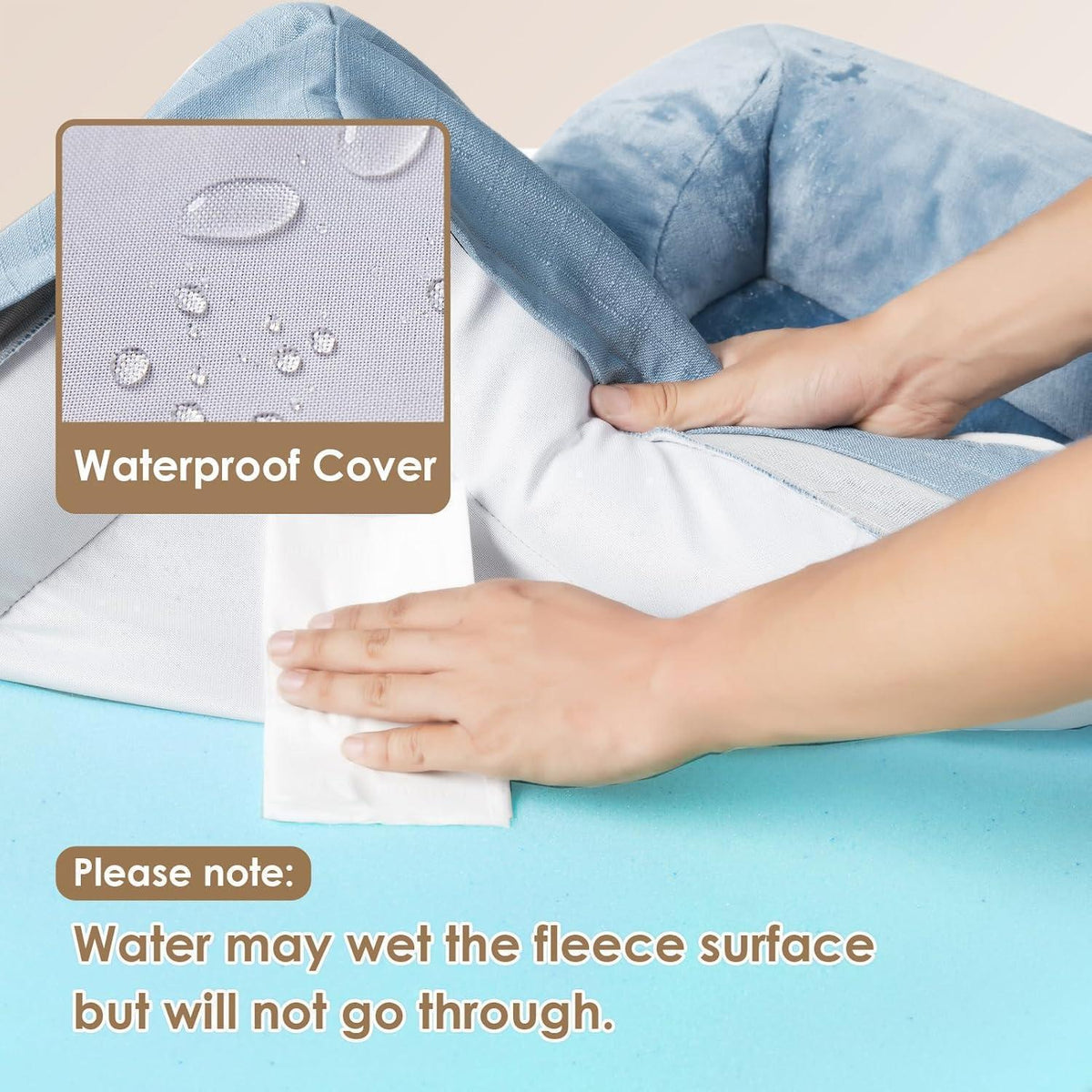 Orthopädisches Hundebett mit Memory Foam, waschbar, L Hellblau
