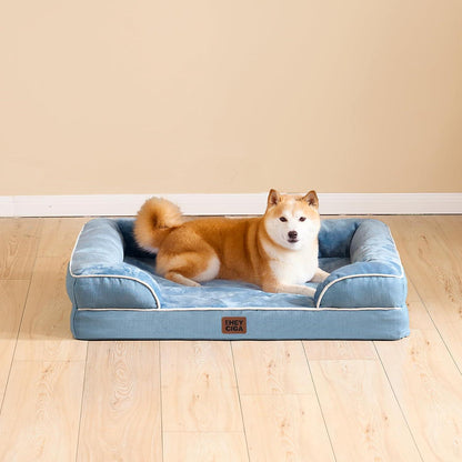 Orthopädisches Hundebett mit Memory Foam, waschbar, L Hellblau