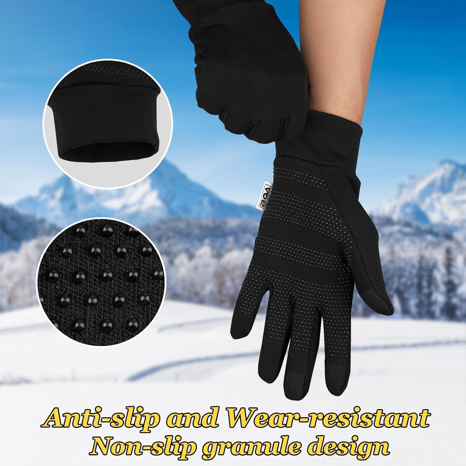 BQA Touchscreen Winterhandschuhe Herren Damen Laufen Radfahren Ski Atmungsaktiv Warm Schwarz