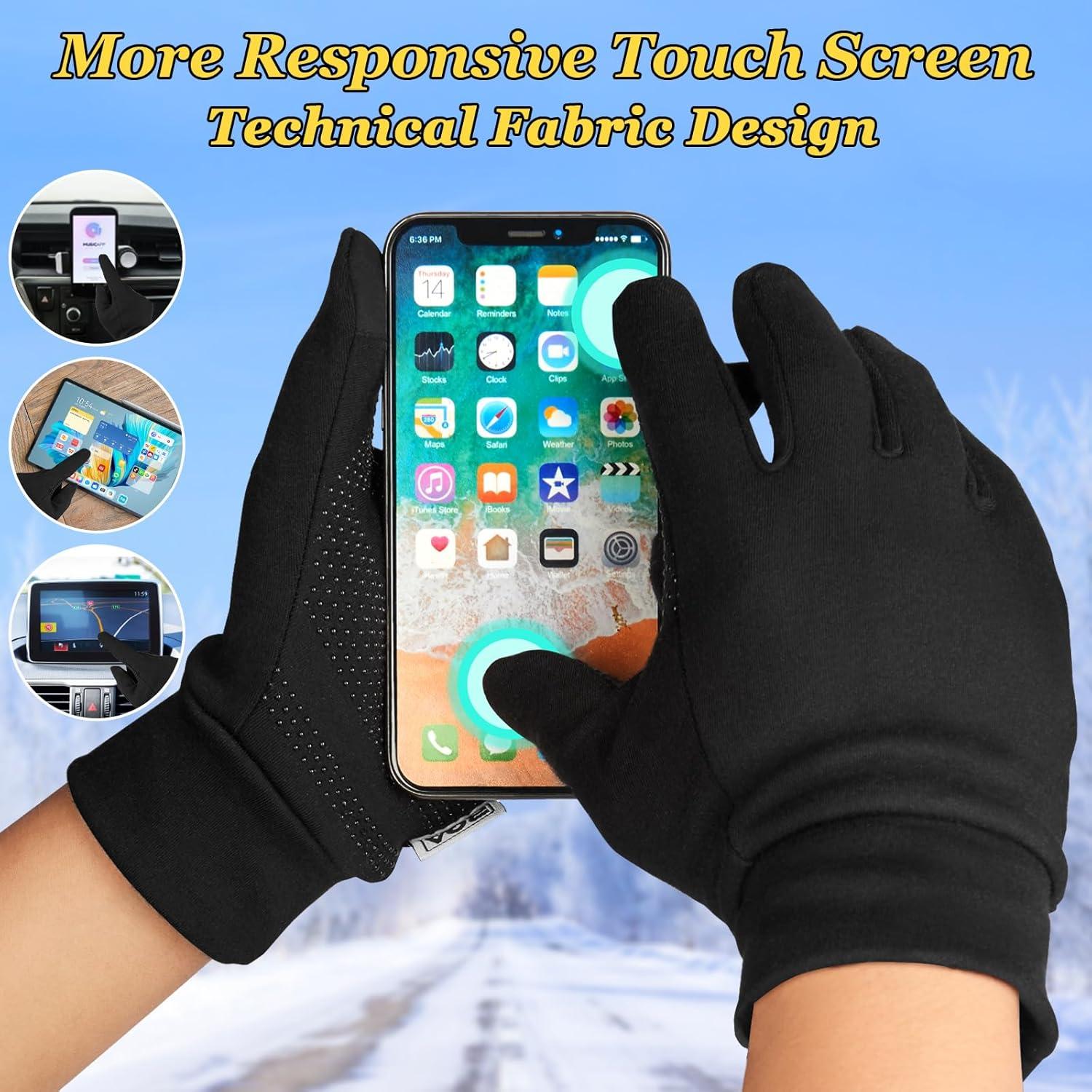 Touchscreen Winterhandschuhe Herren Damen Laufhandschuhe Schwarz M