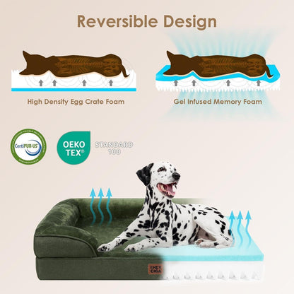 Orthopädisches Hundebett XXL Dunkel Grün mit Memory Foam