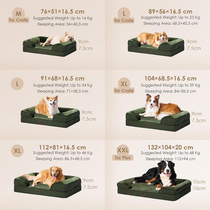 Orthopädisches Hundebett XXL Dunkel Grün mit Memory Foam