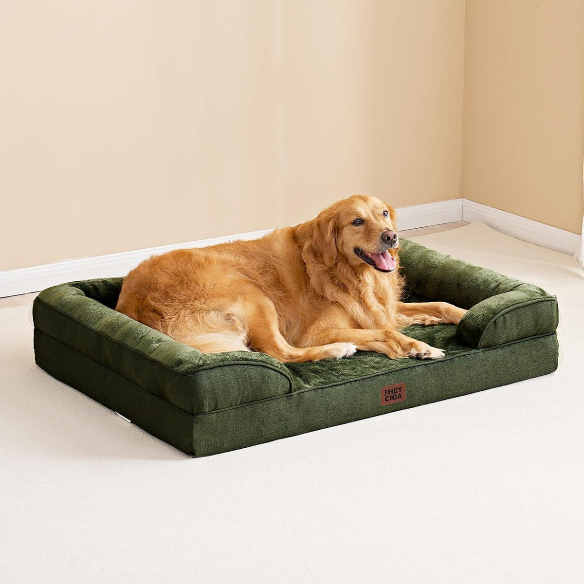 Orthopädisches Hundebett XXL Dunkel Grün mit Memory Foam