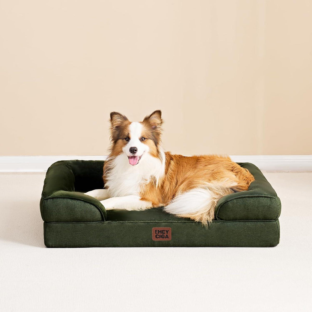 Orthopädisches Hundebett XXL Dunkel Grün mit Memory Foam