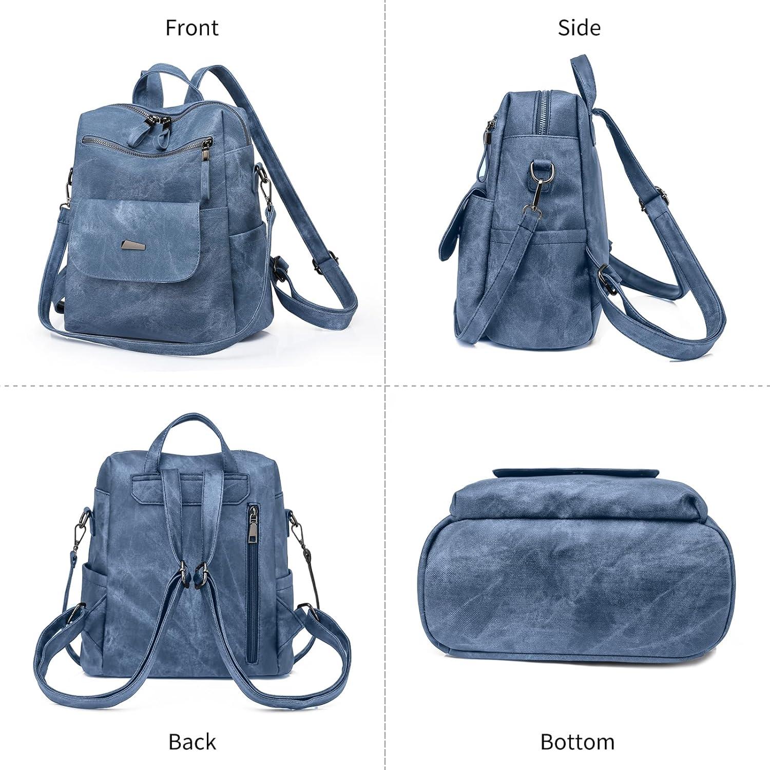 Damen-Rucksack PU-Leder wasserdicht leicht Mehrzweck wandelbar