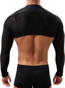 Herren Metallic Glänzend Crop Top Schulterjacke Shorts