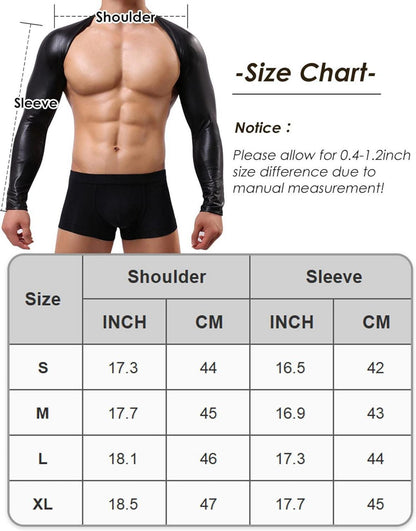 AIEOE Herren Metallic Crop Top Shorts Clubwear Glänzend Schwarz