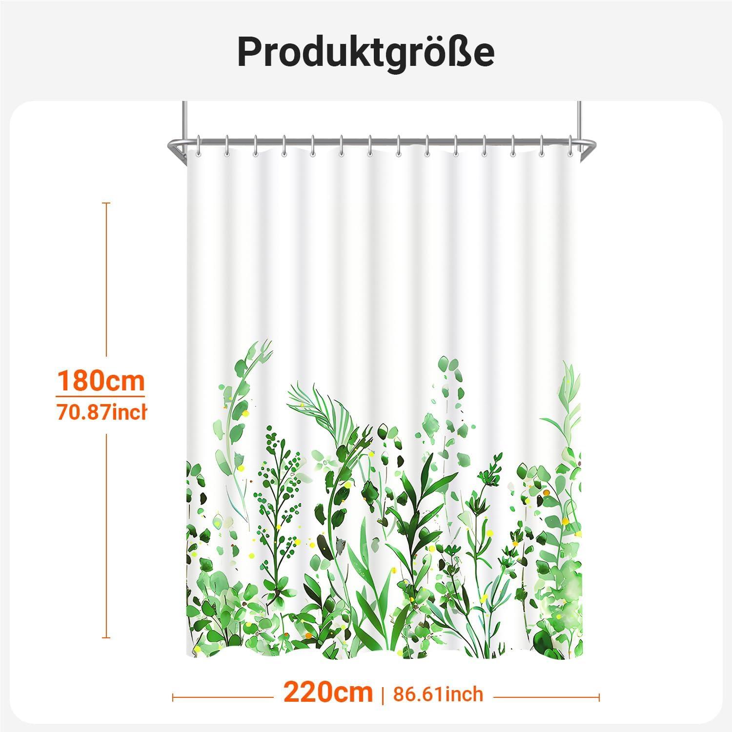 Duschvorhang Blumen Blätter 220x180cm Antischimmel Wasserdicht Textil