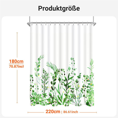 Duschvorhang Blumen Blätter 220x180cm Antischimmel Wasserdicht Textil