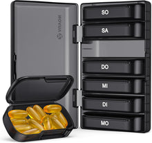 Tablettenbox 7 Tage mit Großen Fächern, Leicht zu Öffnende Pillendose