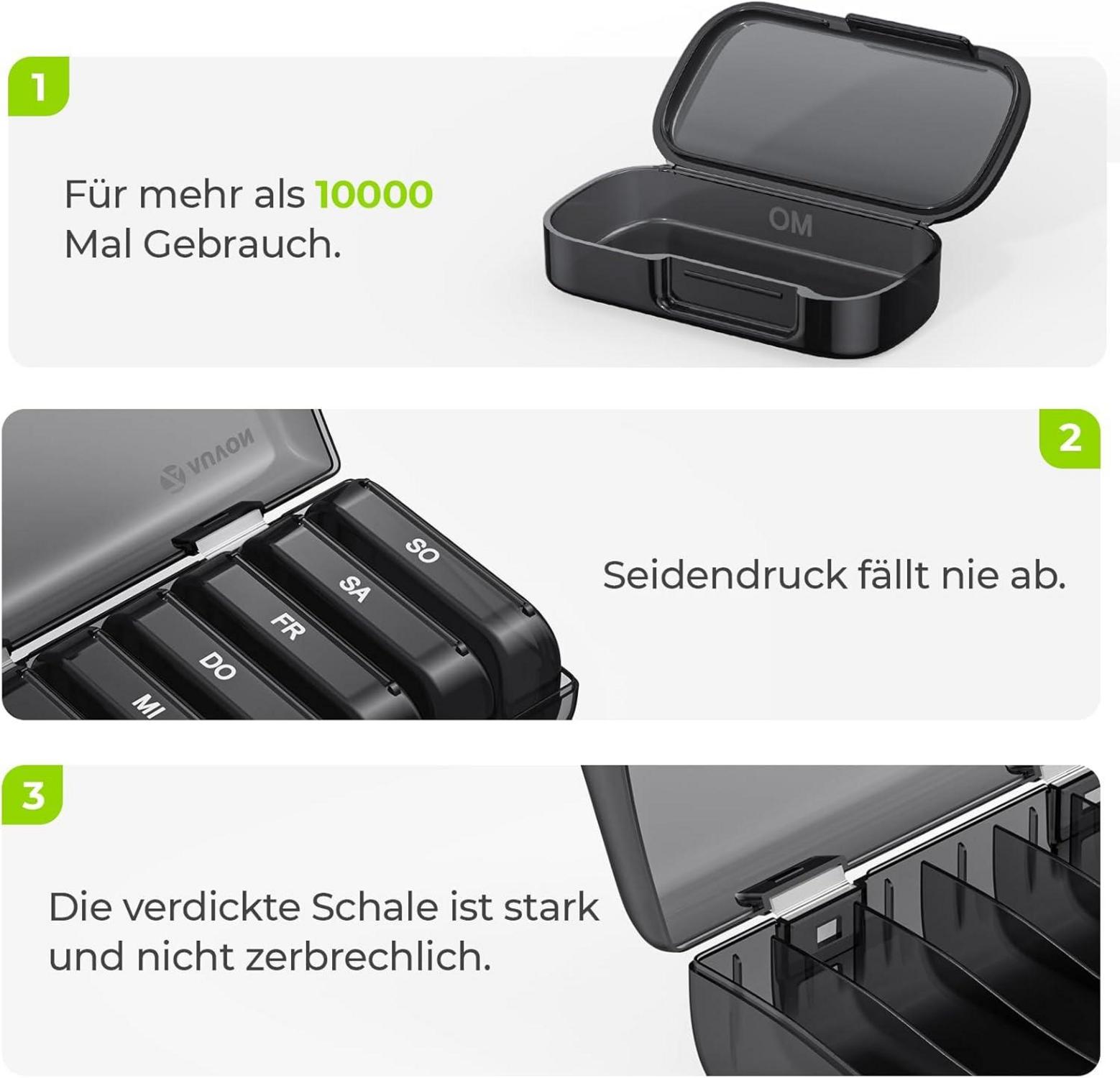 AUVON Tablettenbox 7 Tage BPA-frei für Vitamine, Medikamente