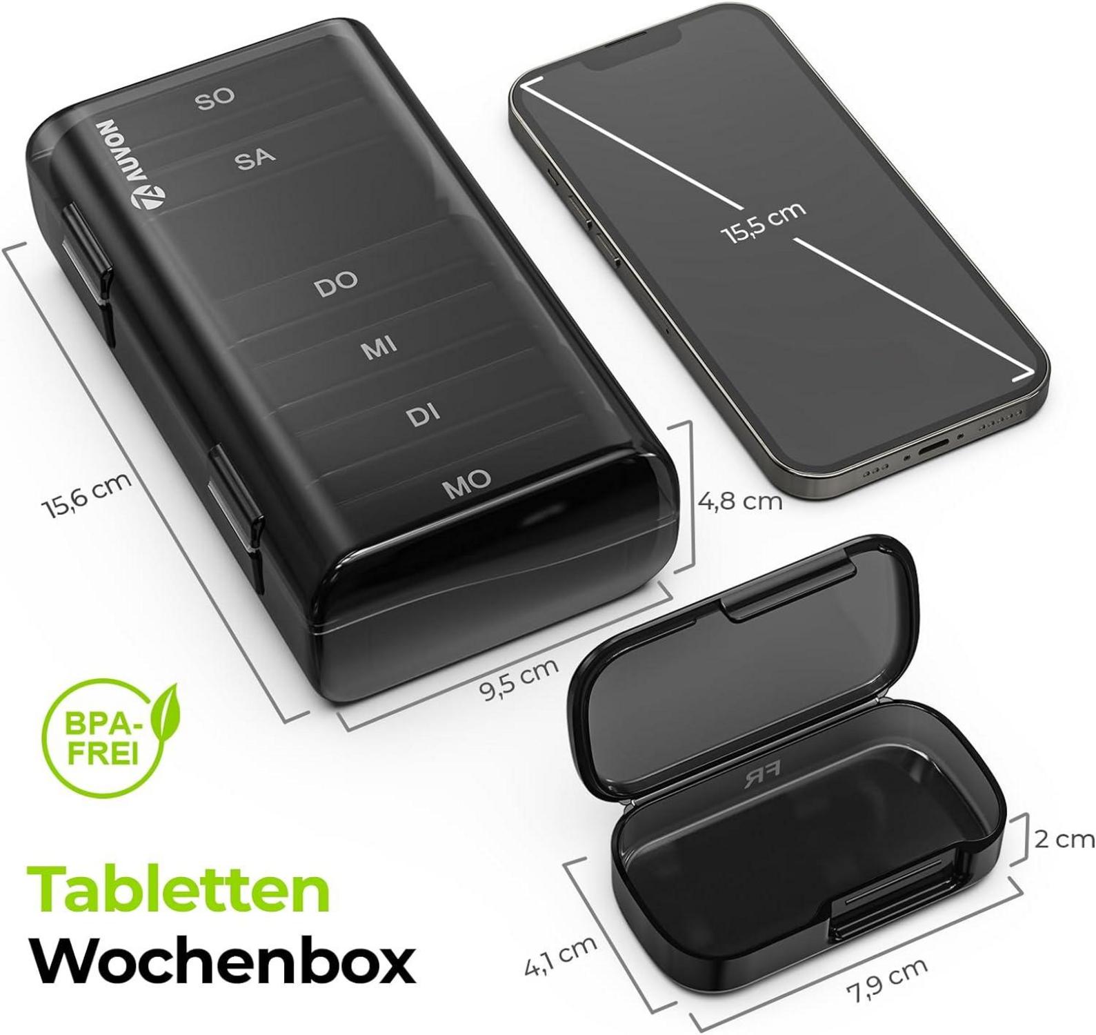 Tablettenbox 7 Tage Pillendose Große Fächer BPA-frei