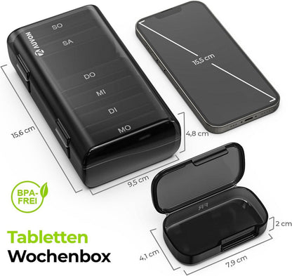 Tablettenbox 7 Tage Pillendose Große Fächer BPA-frei