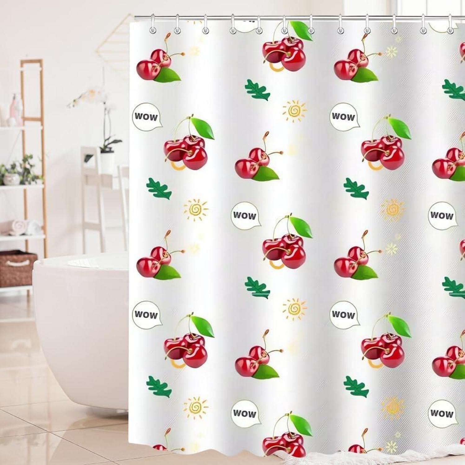Duschvorhang Kirsche 120x180cm Wasserabweisend Bio-Baumwolle