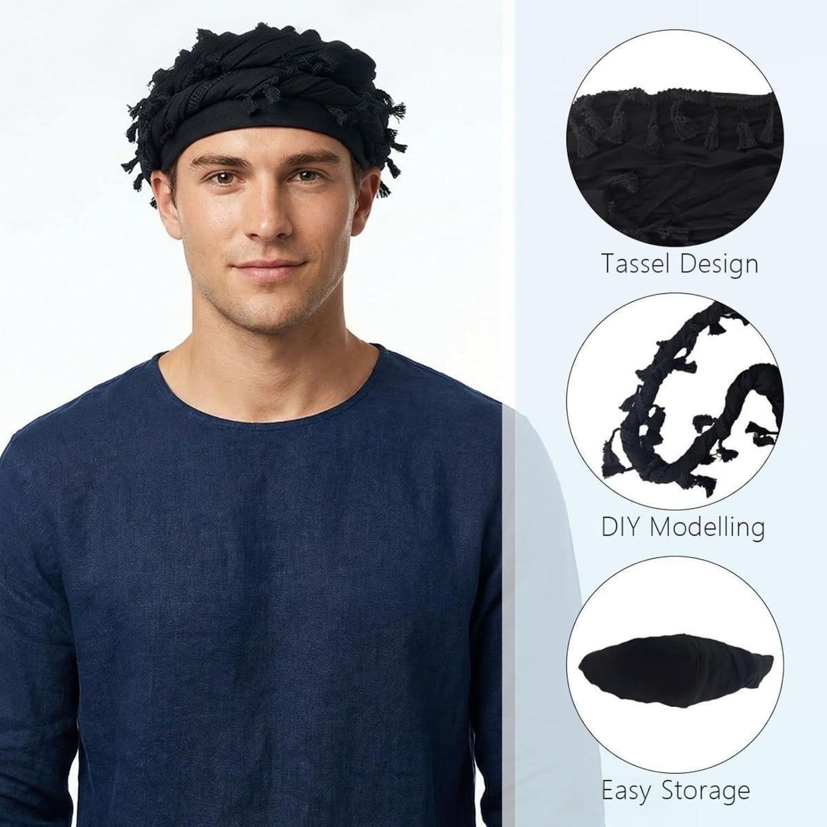 Vintage Herren Turban Durag aus Satin mit Twist-Design
