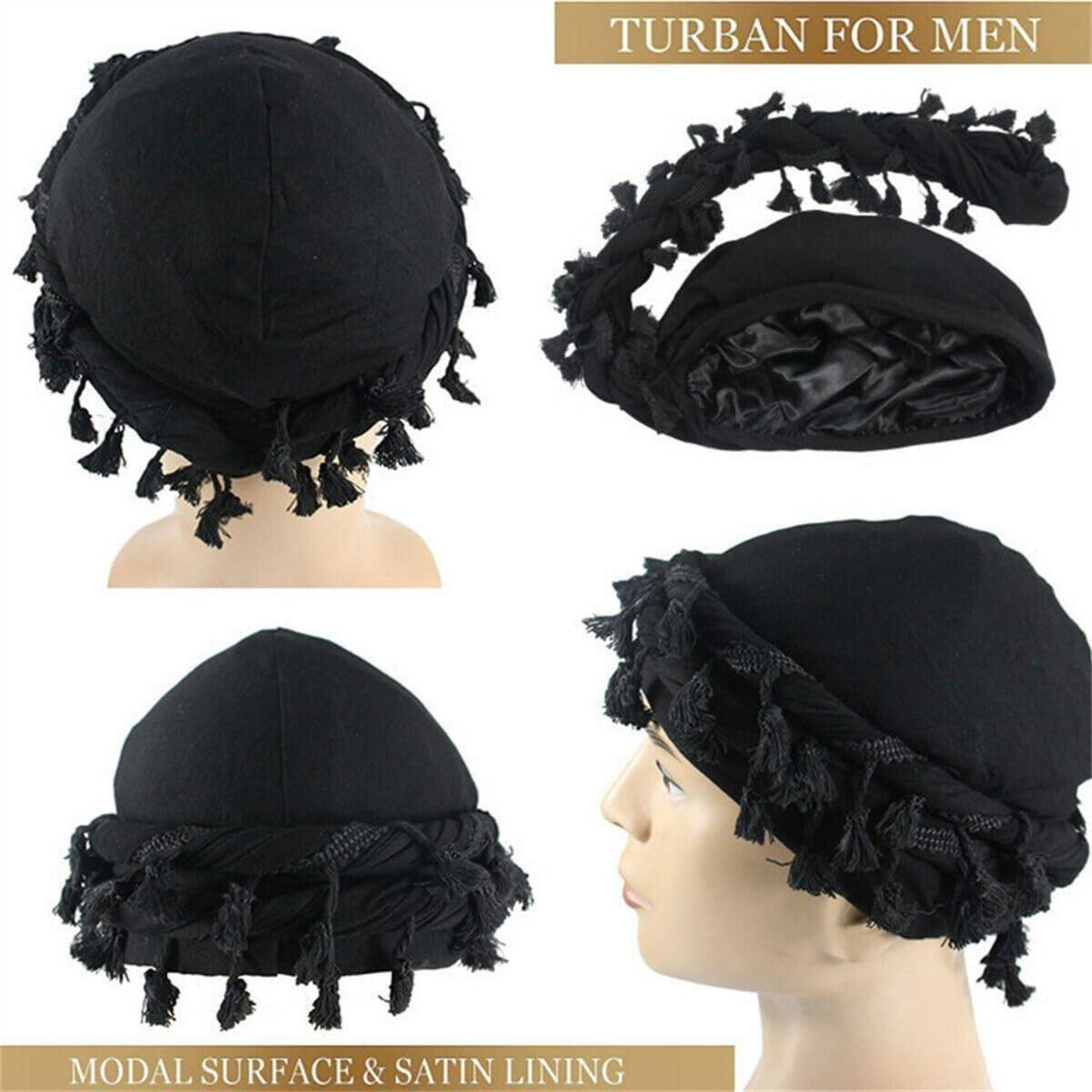 Vintage Herren Turban Durag aus Satin mit Twist-Design