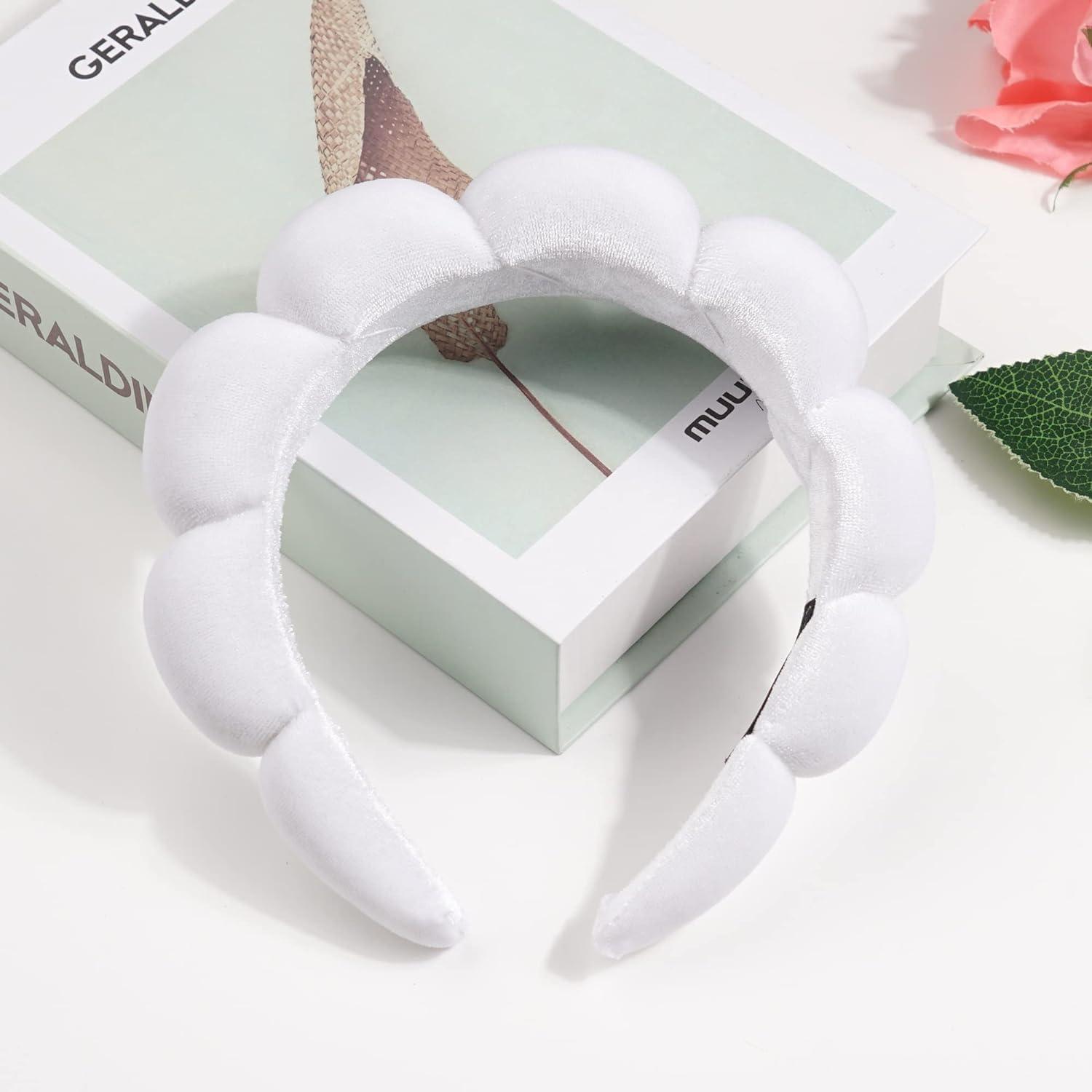 Spa-Stirnband Damen Schwamm Gesicht Make-up Pflege Frottee Wolken White 1