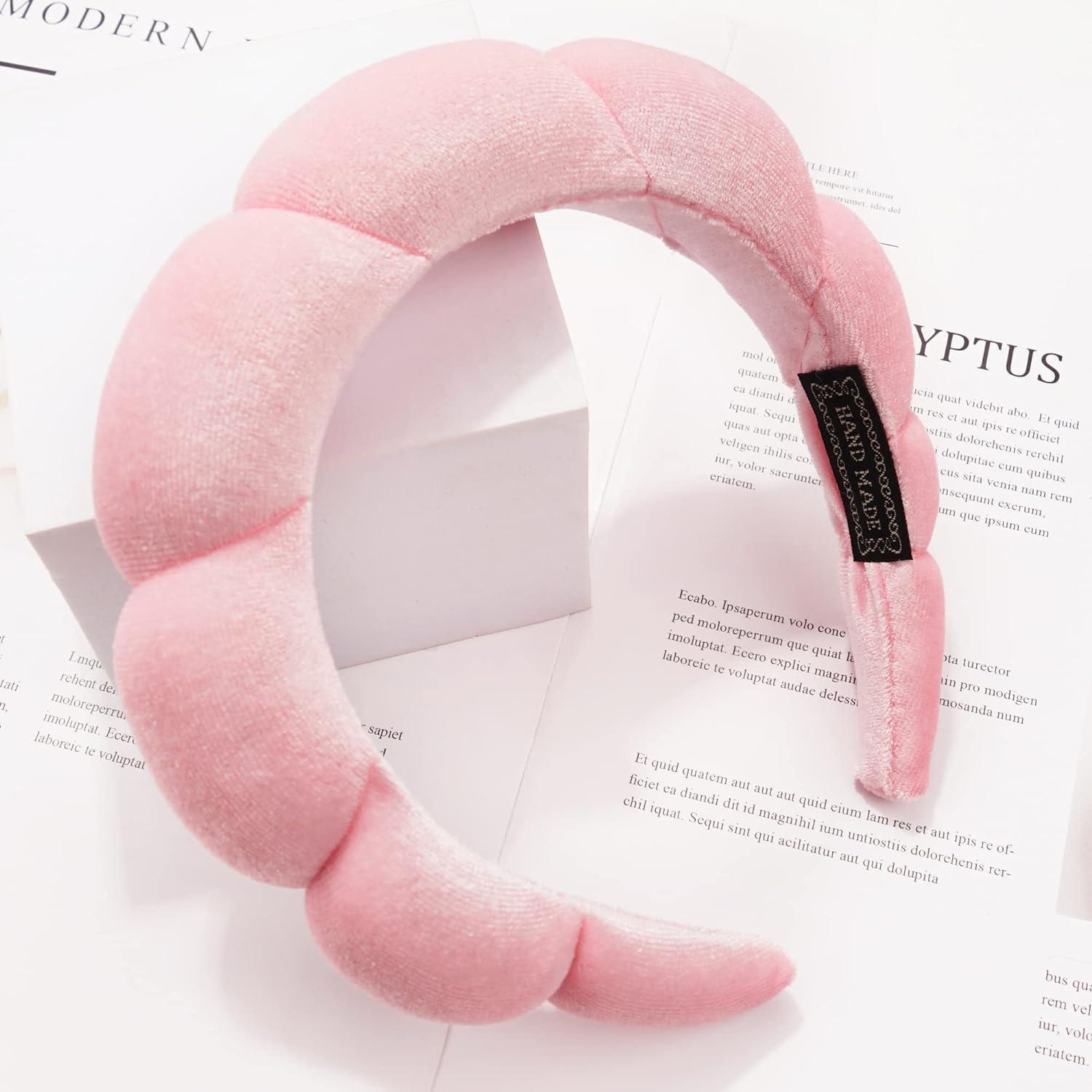 Spa-Stirnband Damen Schwamm Frottee Makeup Hautpflege Pink