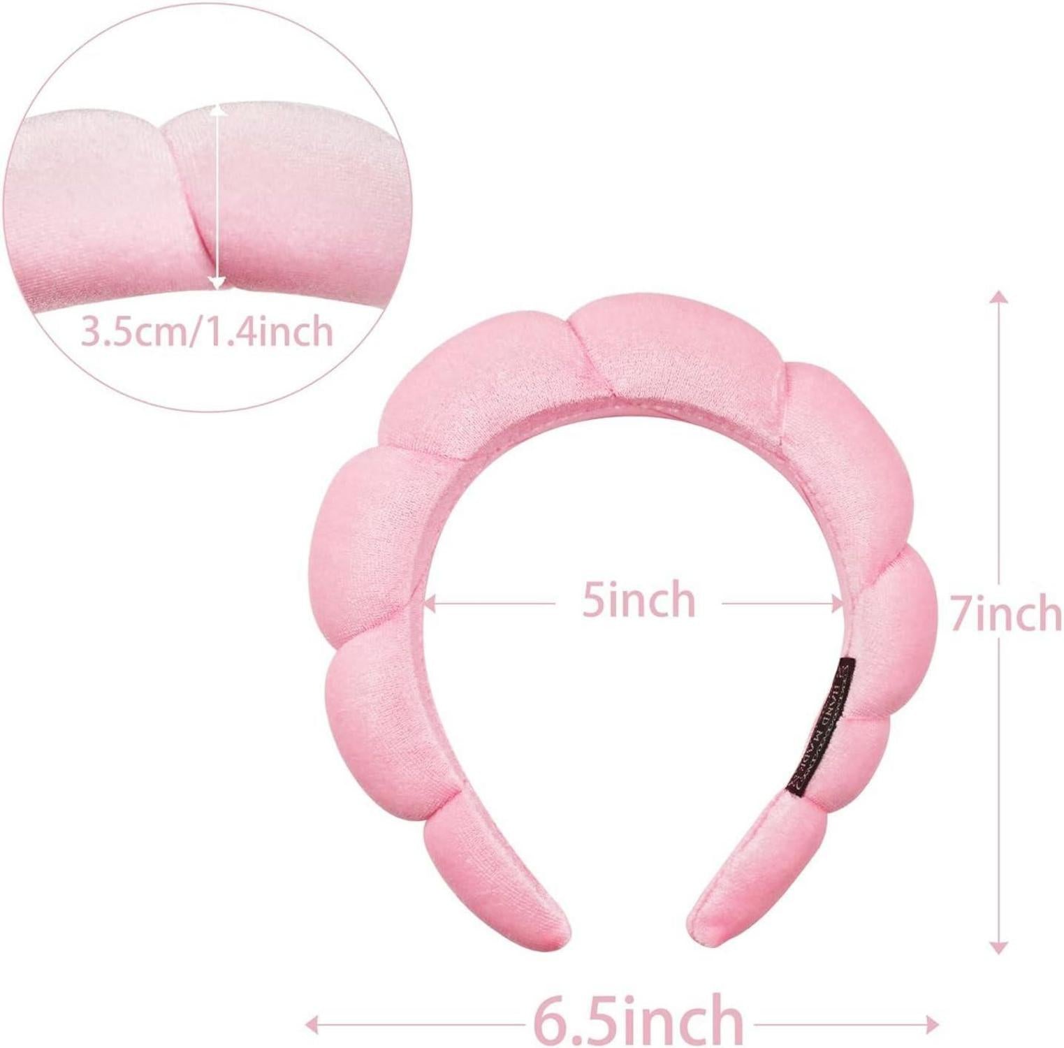 Spa-Stirnband Damen Schwamm Frottee Make-up Hautpflege Pink 1