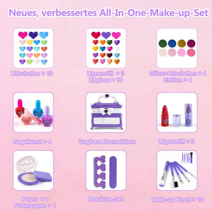 Kinderschminkset Mädchen 66-teilig - Waschbare Schminke für Kinder