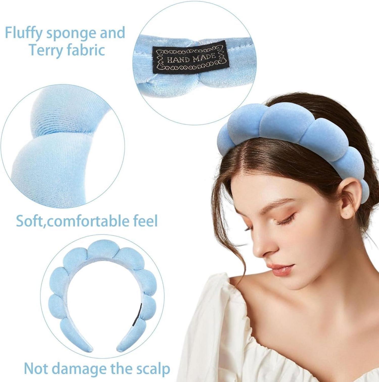 Spa-Stirnband Schwamm Wolken Frottee für Makeup und Hautpflege Blue 1