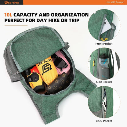 Faltbarer Tagesrucksack 10L für Wandern & Reisen, Grün