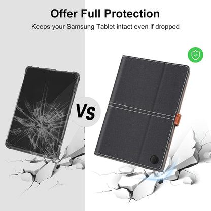 Hülle für Samsung Galaxy Tab A9+ 11 Zoll Denim Schwarz PU Leder+Soft