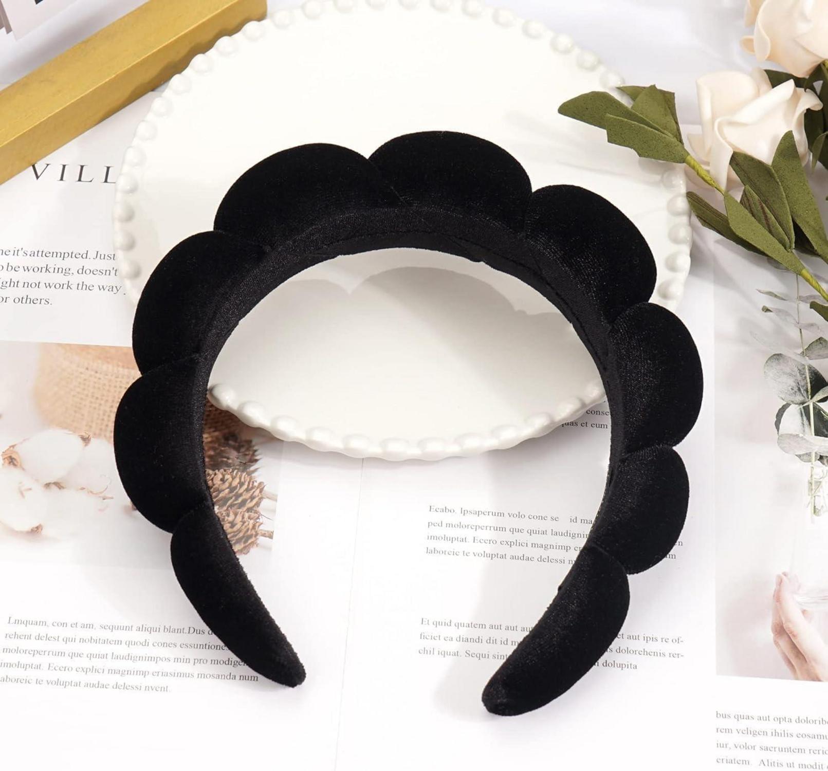 Spa-Stirnband Damen Schwamm Makeup Hautpflege Wolken Frottee Schwarz