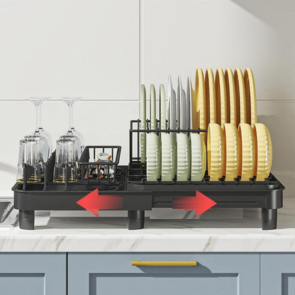 Ausziehbares Abtropfgestell Schwarz Edelstahl Besteckhalter