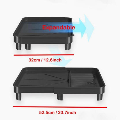 Ausziehbares Abtropfgestell Geschirrständer Edelstahl Schwarz 32-52.5x41x18cm
