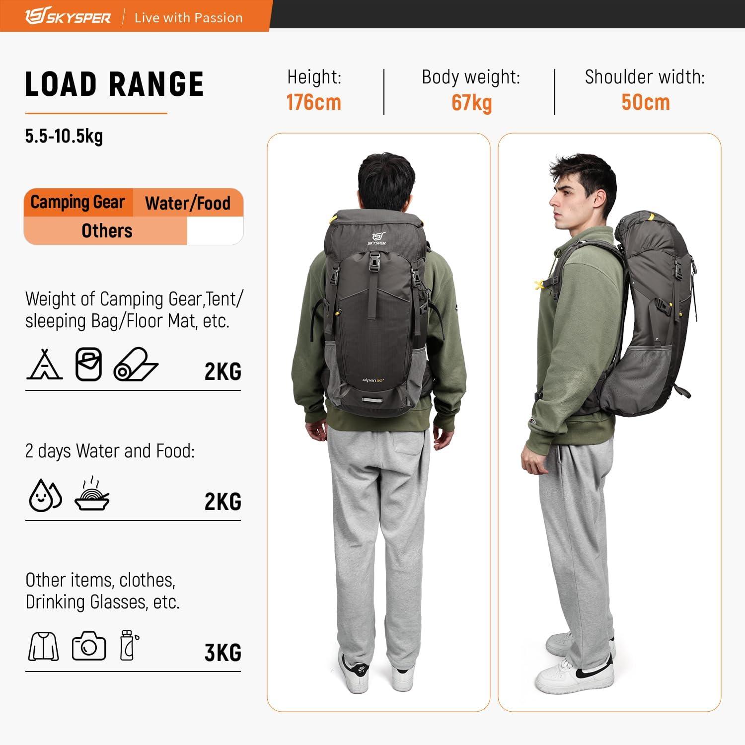Wanderrucksack 30L Trekkingrucksack Rückenbelüftung Netzrücken Daypack