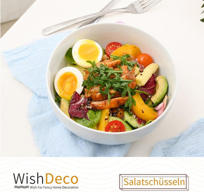 Große White Porzellanschüssel Set - 3er Salatnudelschalen