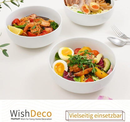 Porzellan Salatschüssel Set 3er Weiß 1100ml Nudelschüsseln Suppe Müsli Dessert