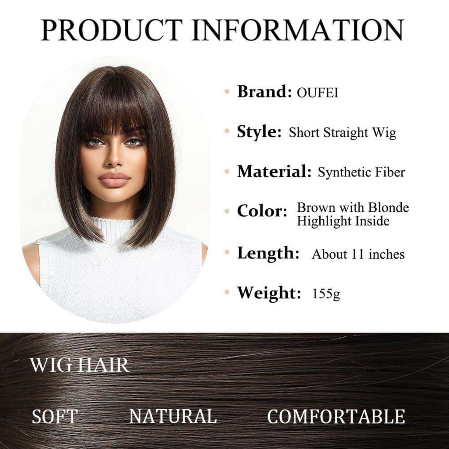 Braune Bob Perücke Kurze Synthetische Haar Perücke Party